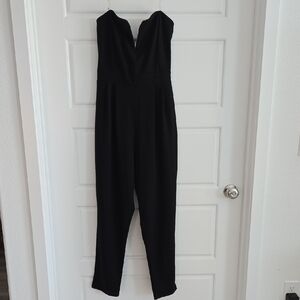 Iris Black Strapless Jumpsuit with Plunging V-Neckline